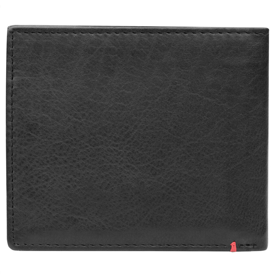 schwarze ledergeldbörse – anker-metallplatten-design