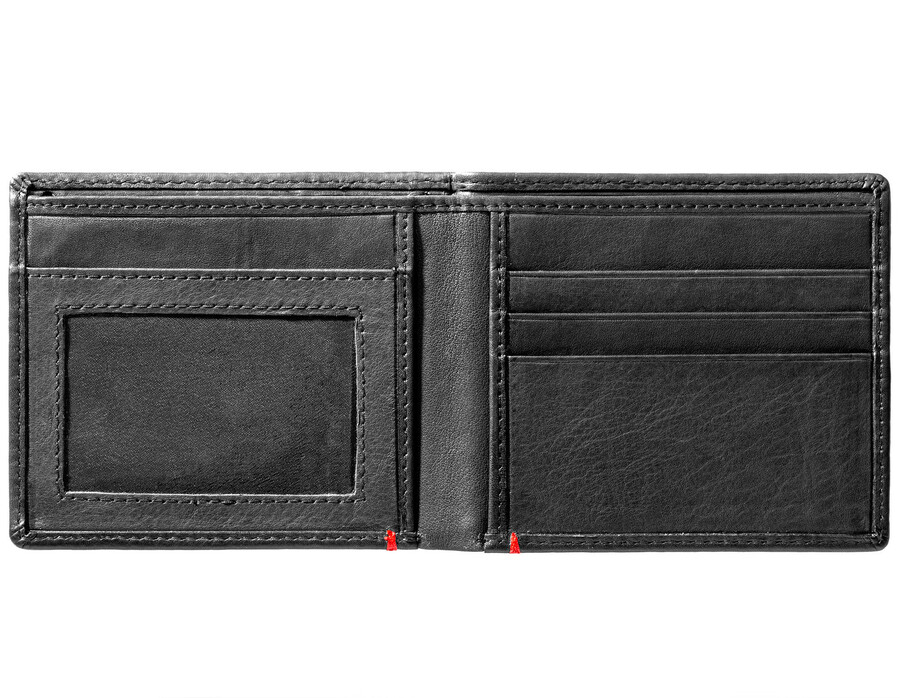schwarze ledergeldbörse – zippo-flammen-metallplattendesign