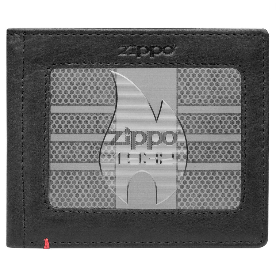 schwarzes lederportemonnaie – zippo-metallplattendesign von 1932