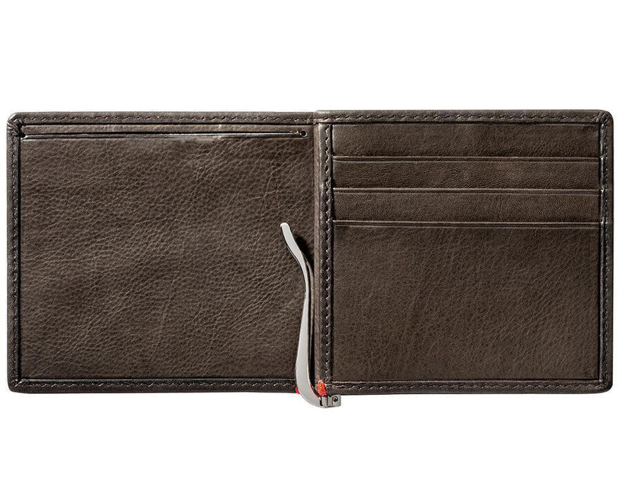 geldbörse aus mokkafarbenem leder – zippo-metallplattendesign von 1932