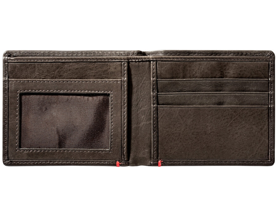 geldbörse aus mokkafarbenem leder – zippo-metallplattendesign von 1932