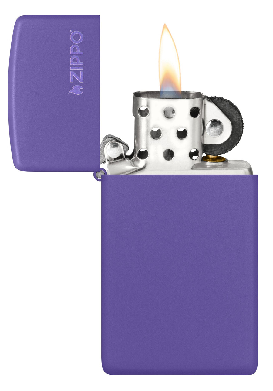 slim lila mattes zippo logo