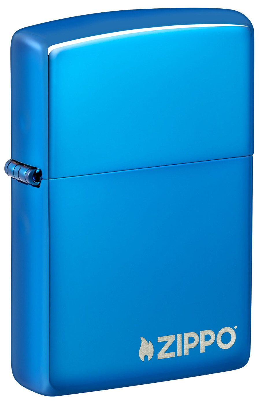 klassisches hochglanzpoliertes blaues zippo-logo