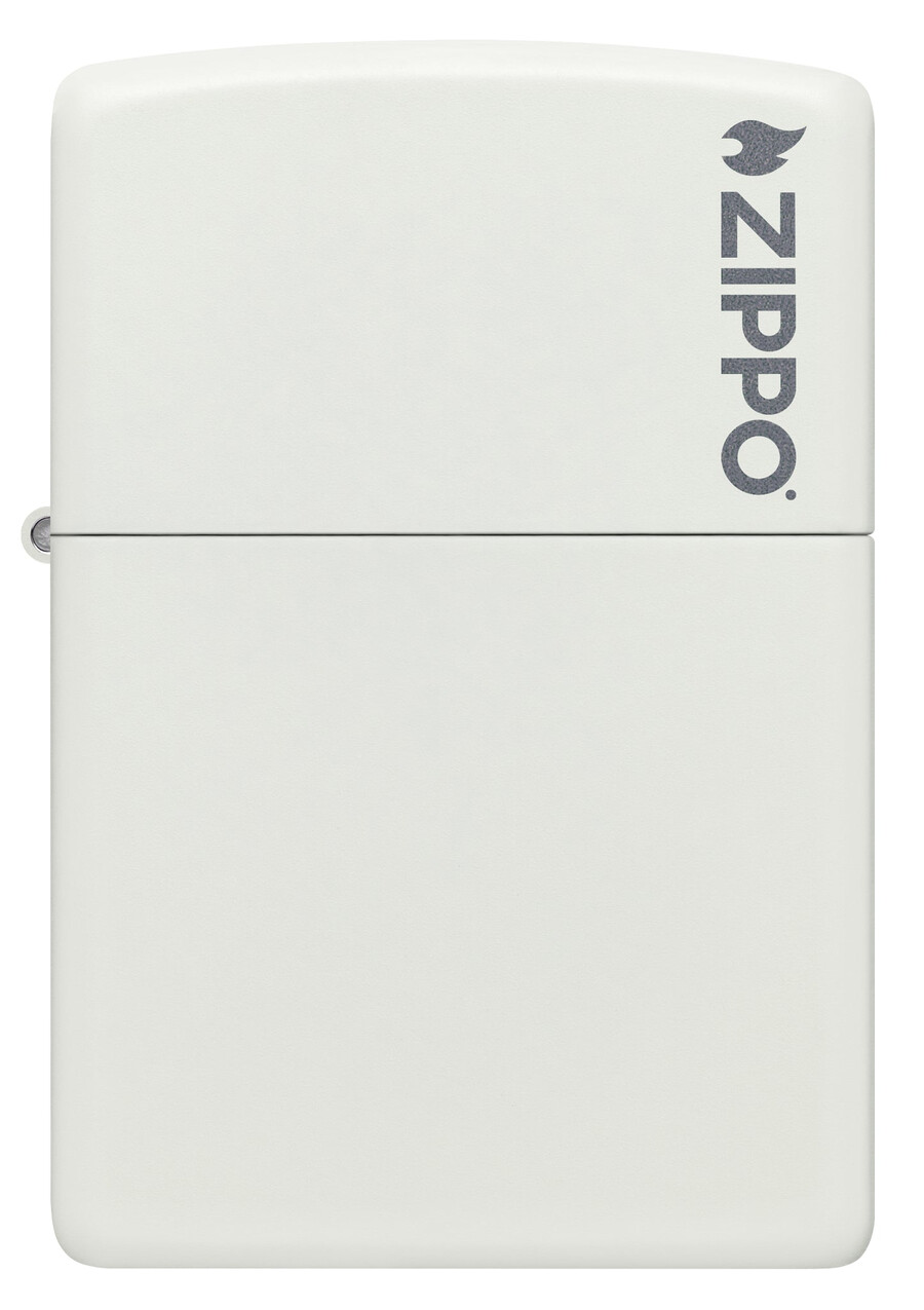 klassisches weißes mattes zippo-logo