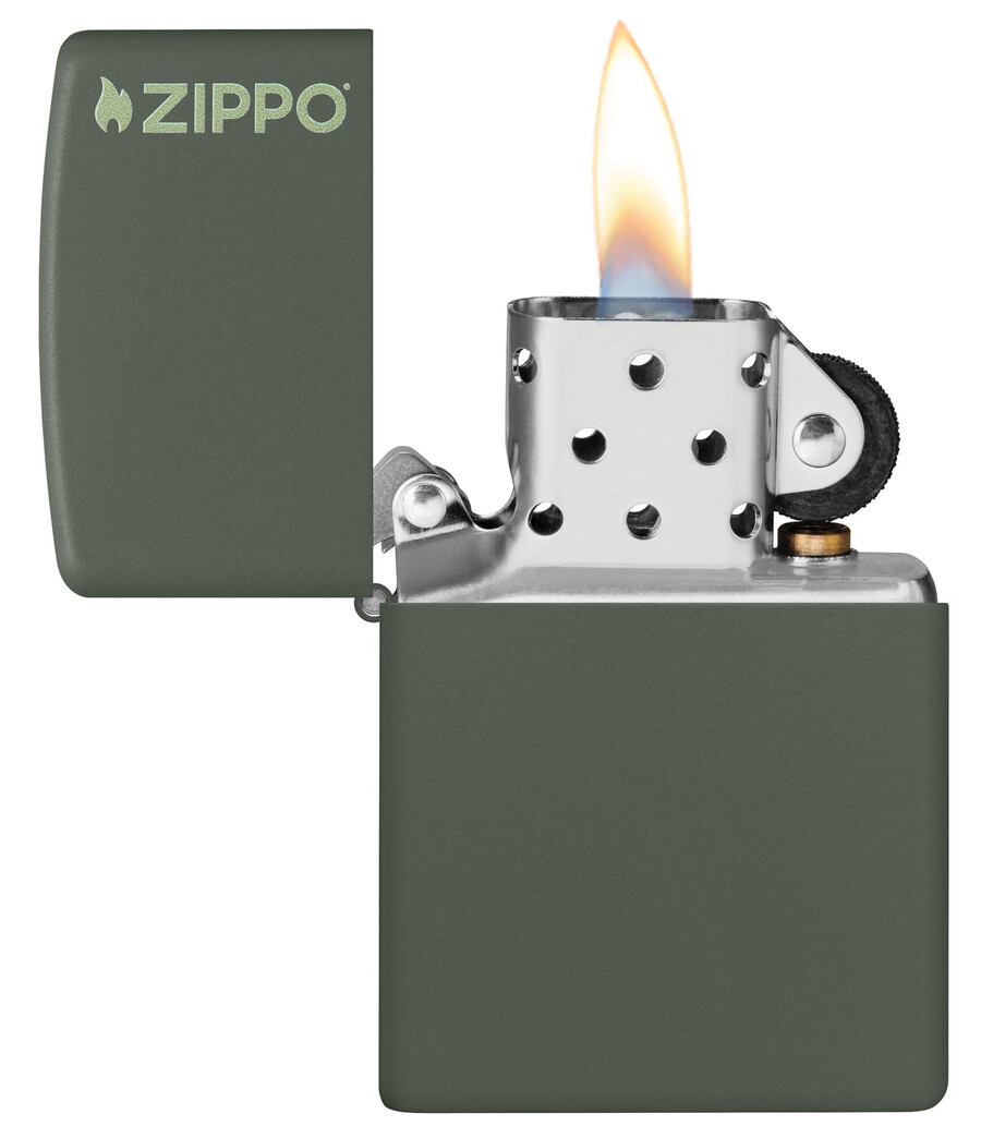 klassisches grünes mattes zippo-logo