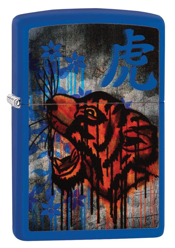 königsblaues farbenfrohes tigerdesign