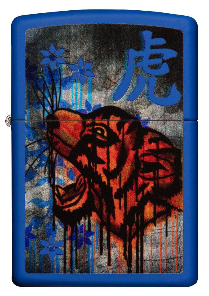 königsblaues farbenfrohes tigerdesign
