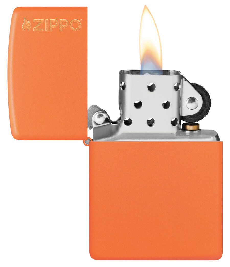 klassisches orangefarbenes mattes zippo-logo