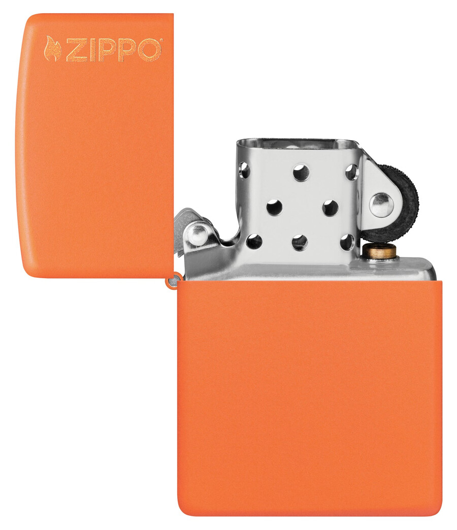 klassisches orangefarbenes mattes zippo-logo
