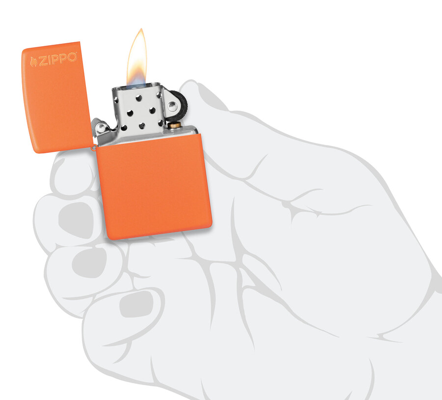 klassisches orangefarbenes mattes zippo-logo
