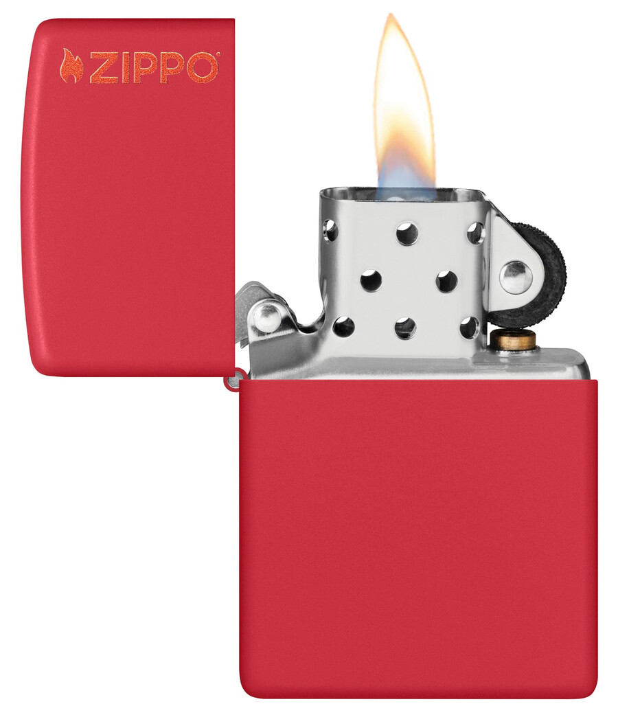 klassisches rotes mattes zippo-logo