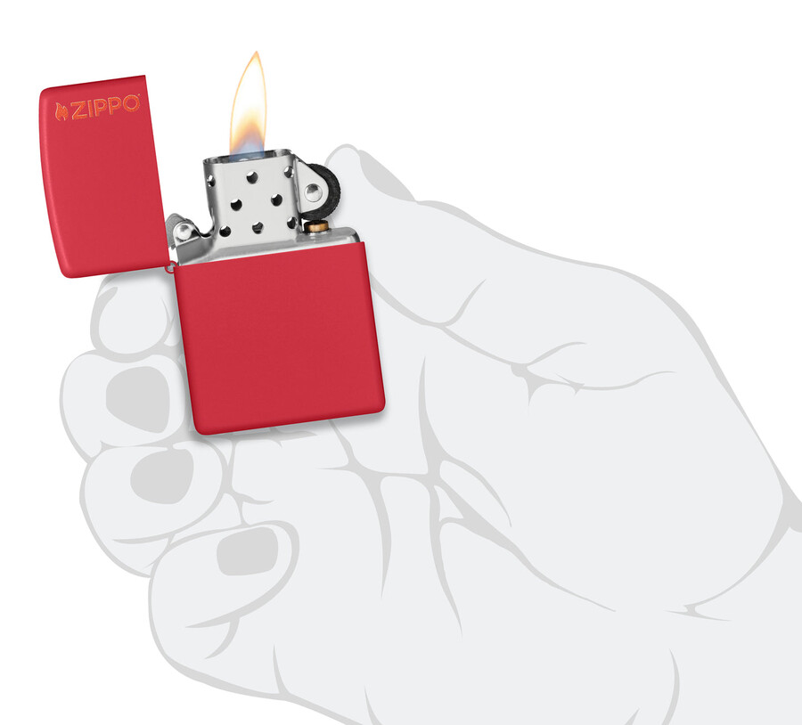 klassisches rotes mattes zippo-logo