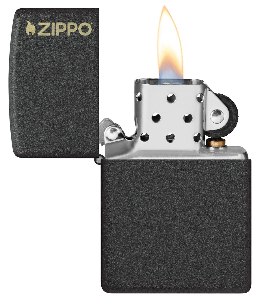 klassisches schwarzes crackle zippo-logo