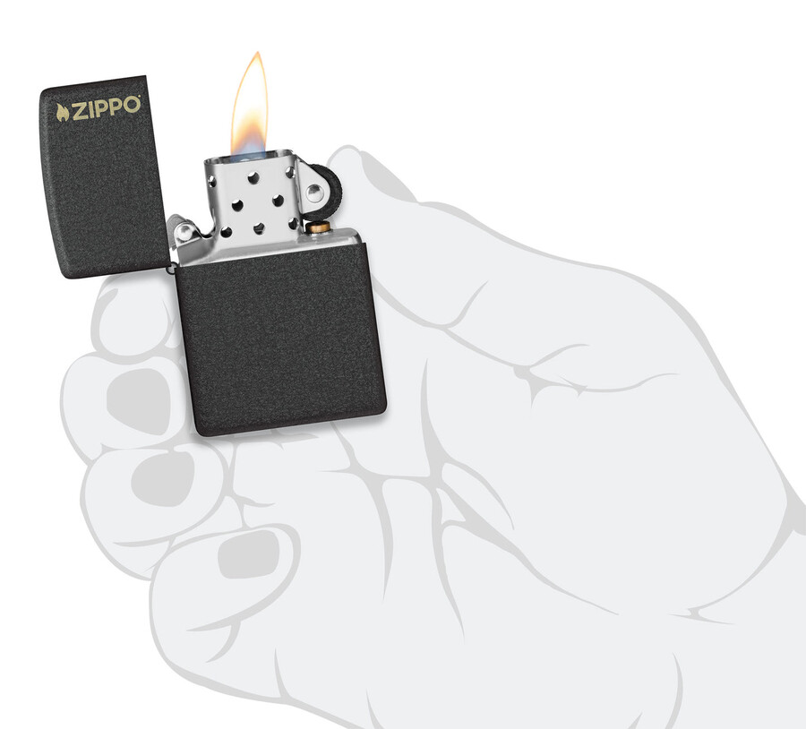 klassisches schwarzes crackle zippo-logo