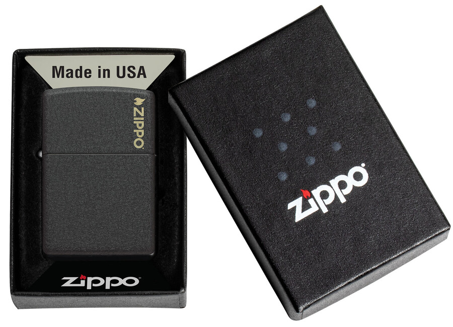 klassisches schwarzes crackle zippo-logo