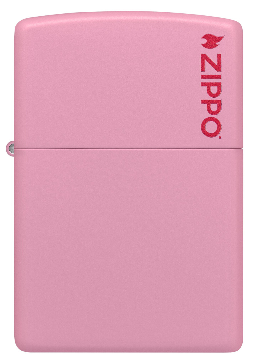 klassisches pinkfarbenes mattes zippo-logo