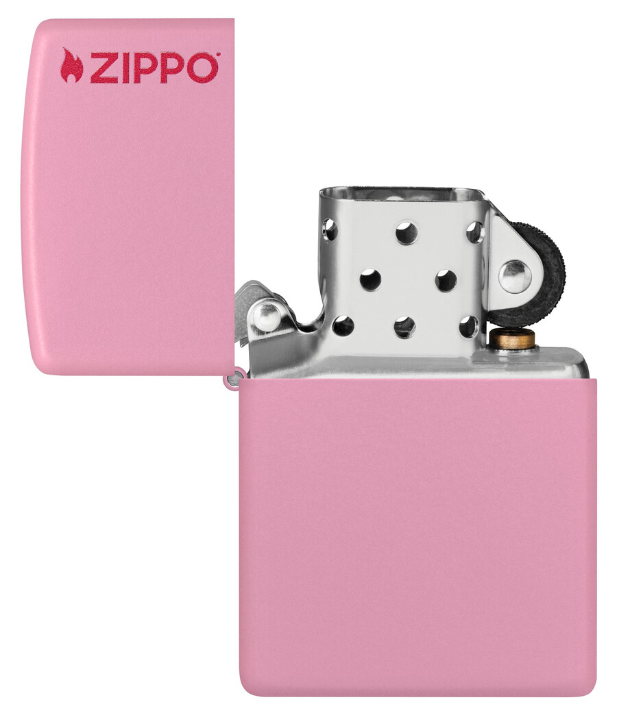klassisches pinkfarbenes mattes zippo-logo