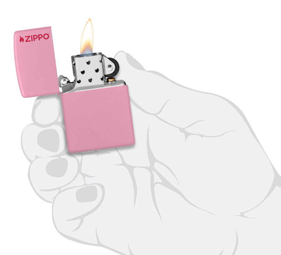 klassisches pinkfarbenes mattes zippo-logo