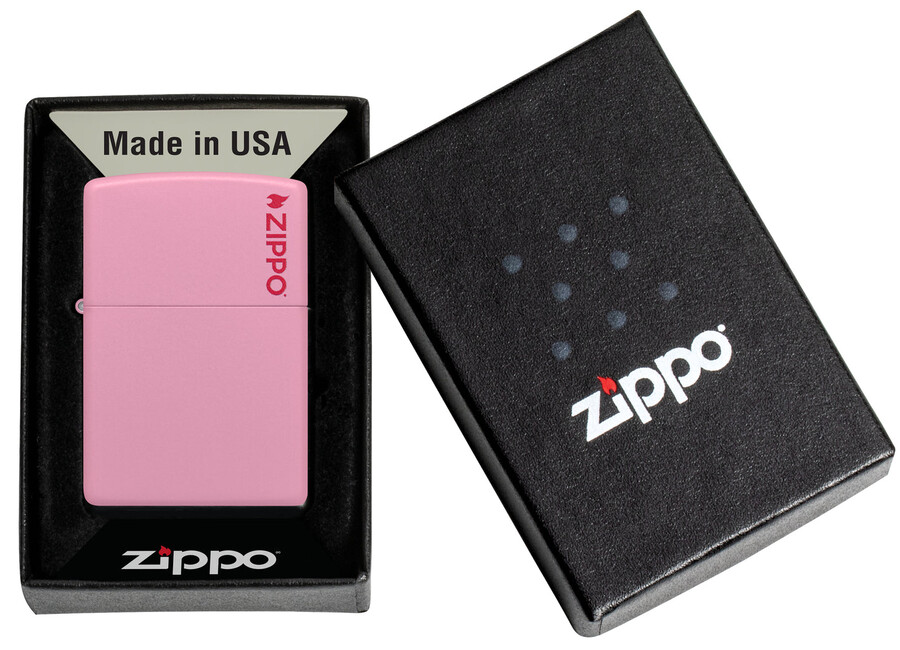 klassisches pinkfarbenes mattes zippo-logo