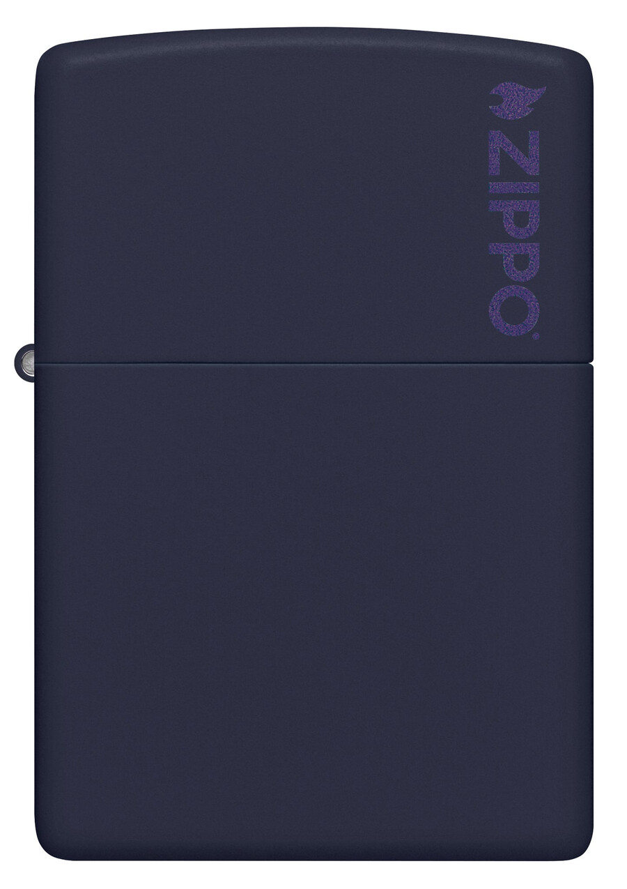 klassisches marineblaues mattes zippo-logo