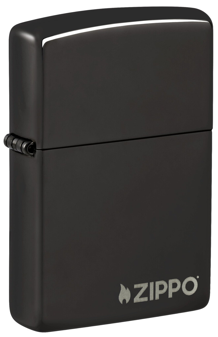 klassisches hochglanzpoliertes schwarzes zippo-logo