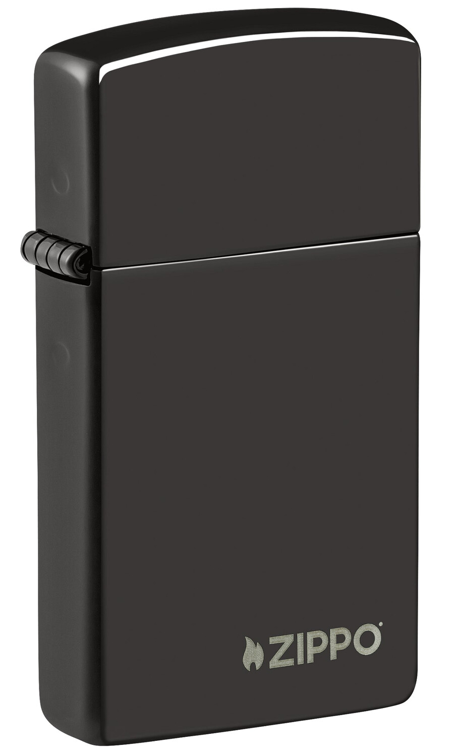 slim hochglanzpoliertes schwarzes zippo-logo