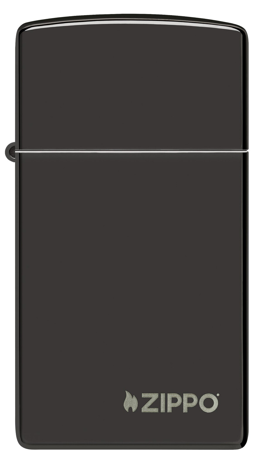 slim hochglanzpoliertes schwarzes zippo-logo