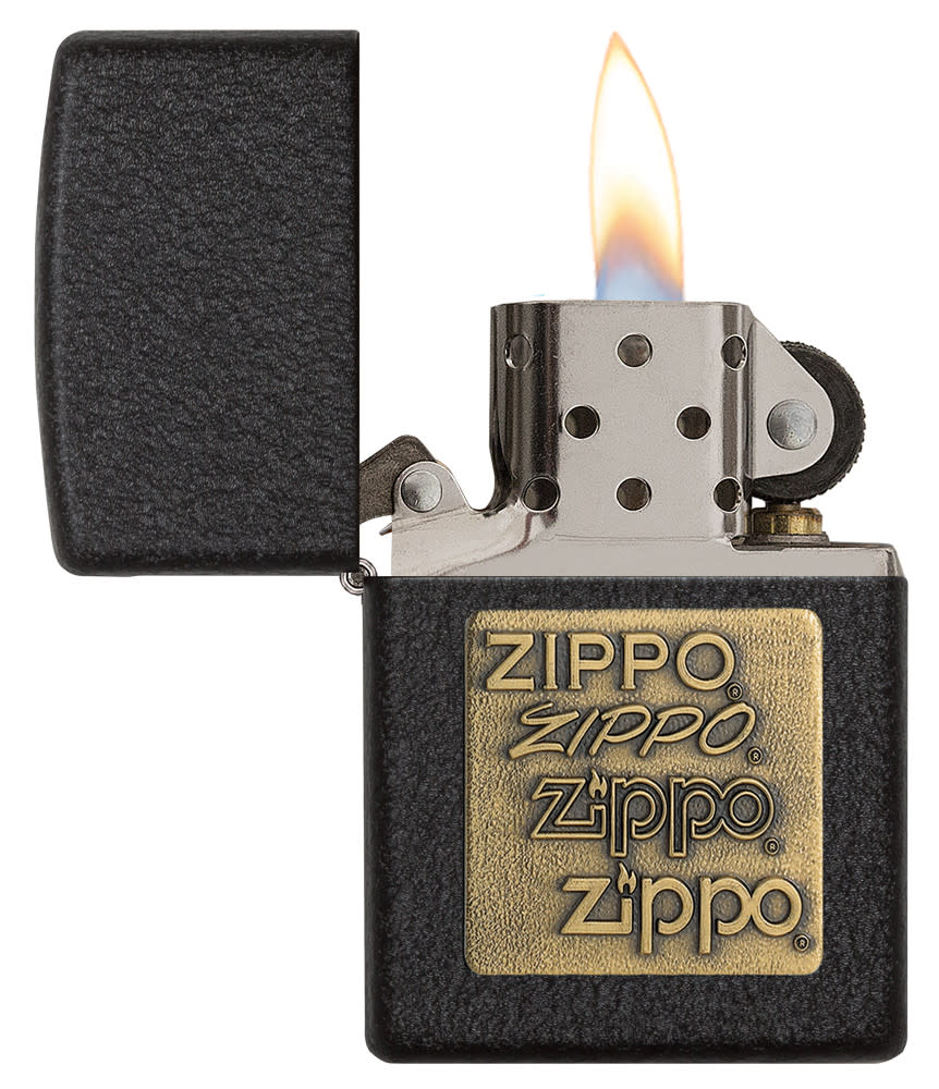 schwarzes crackle gold zippo logo