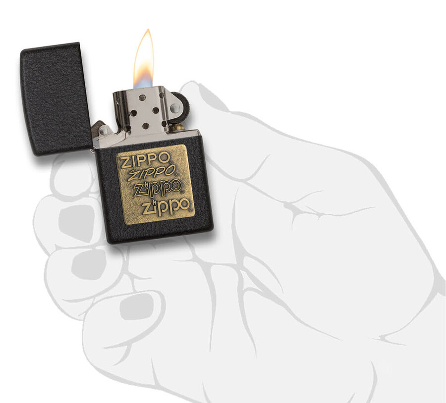 schwarzes crackle gold zippo logo