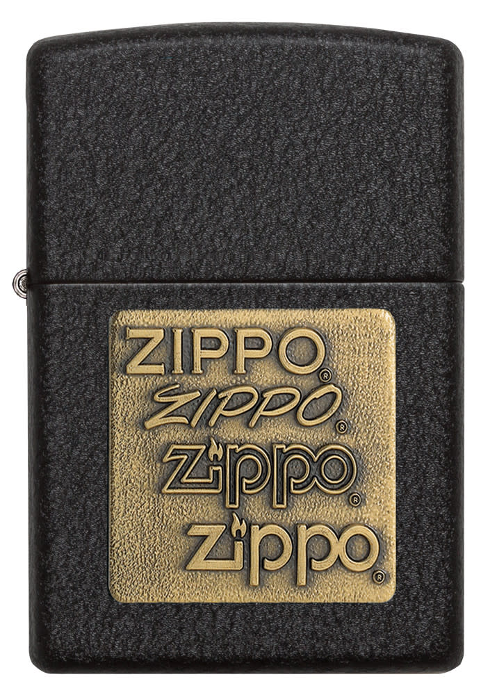 schwarzes crackle gold zippo logo