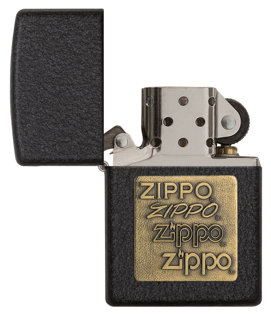 schwarzes crackle gold zippo logo