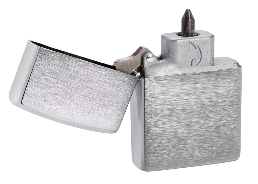 bit safe schraubendreher mit gehäuse aus gebürstetem chrom