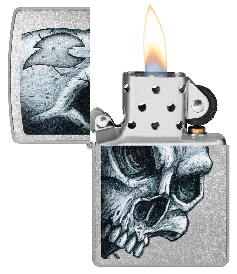 totenkopf- und flammen-design