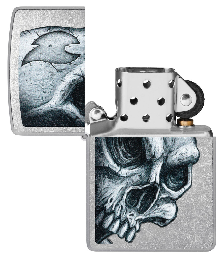 totenkopf- und flammen-design