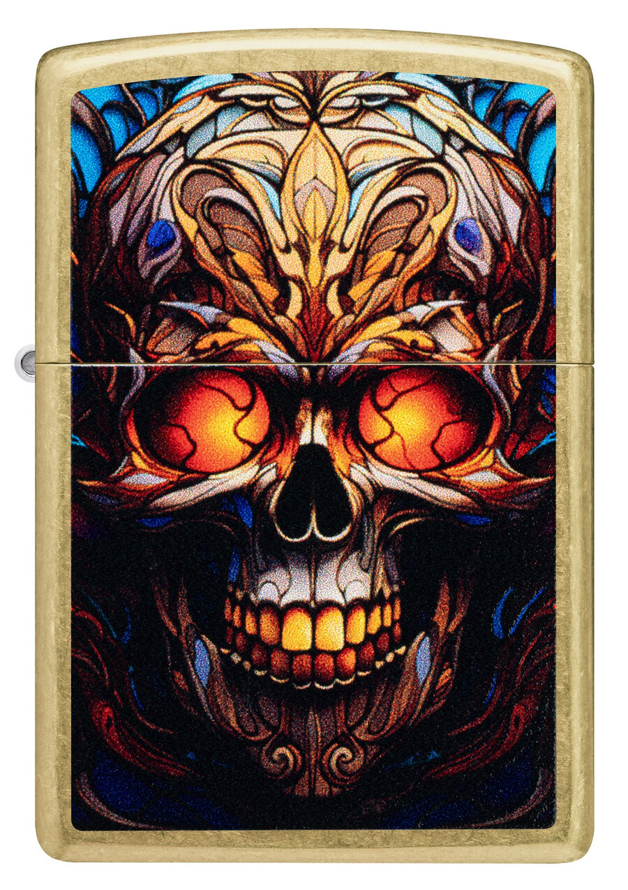 totenkopf-design aus buntglas
