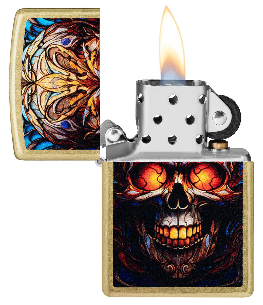 totenkopf-design aus buntglas