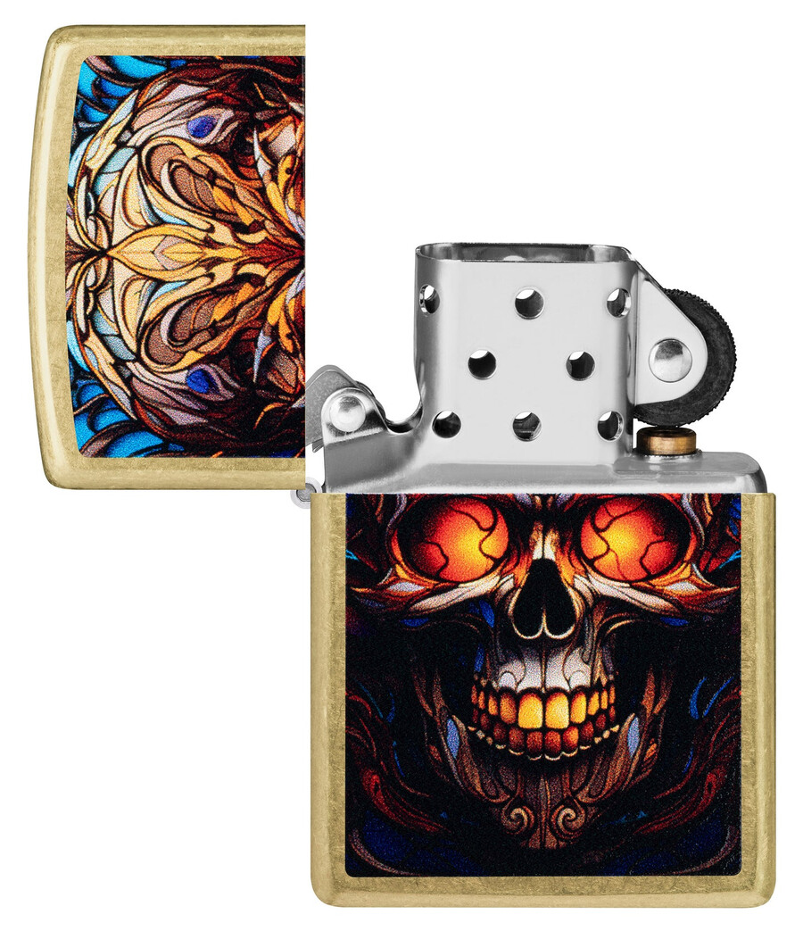 totenkopf-design aus buntglas