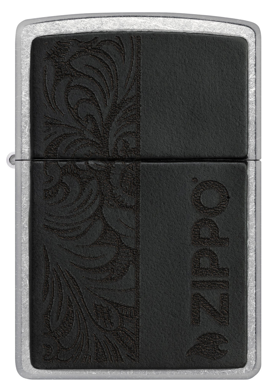 schwarzes lederemblem – zippo-design