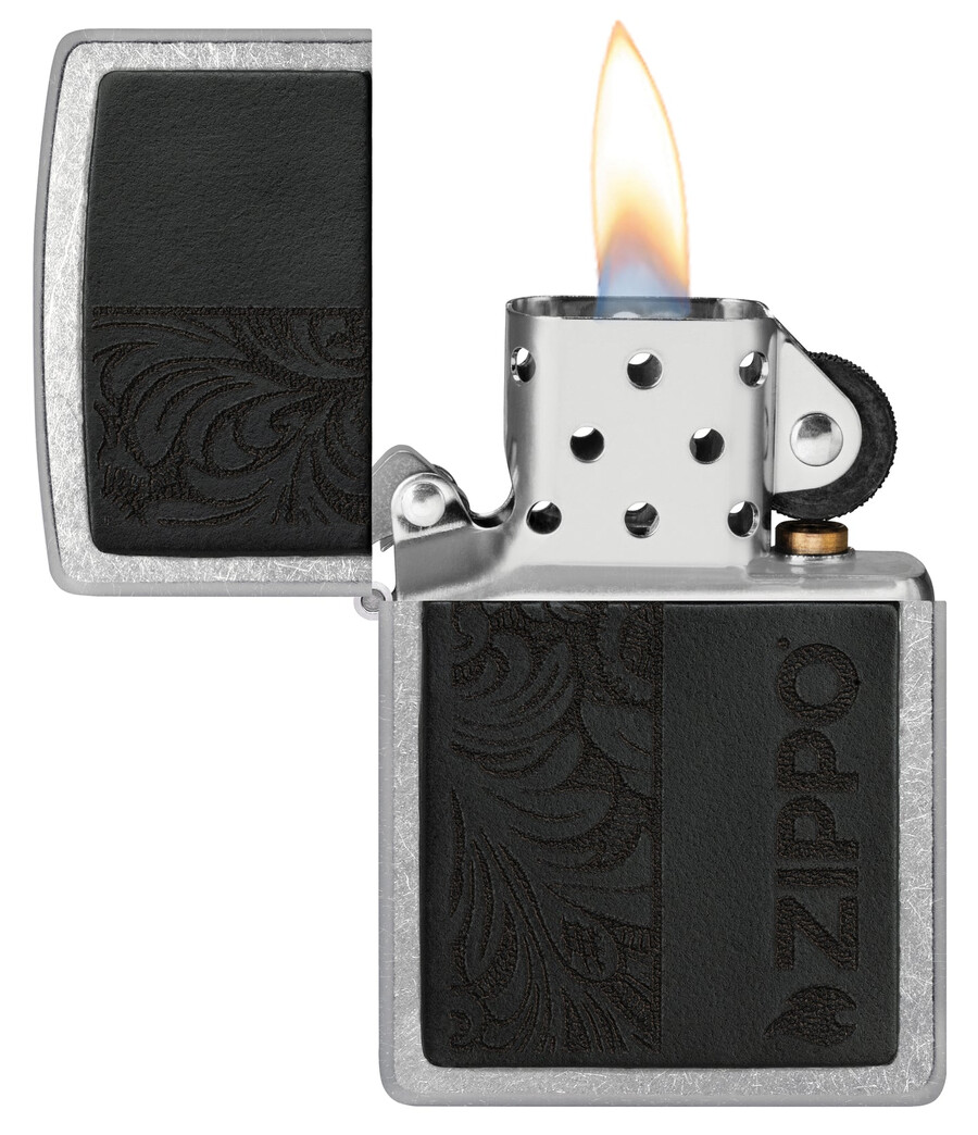 schwarzes lederemblem – zippo-design