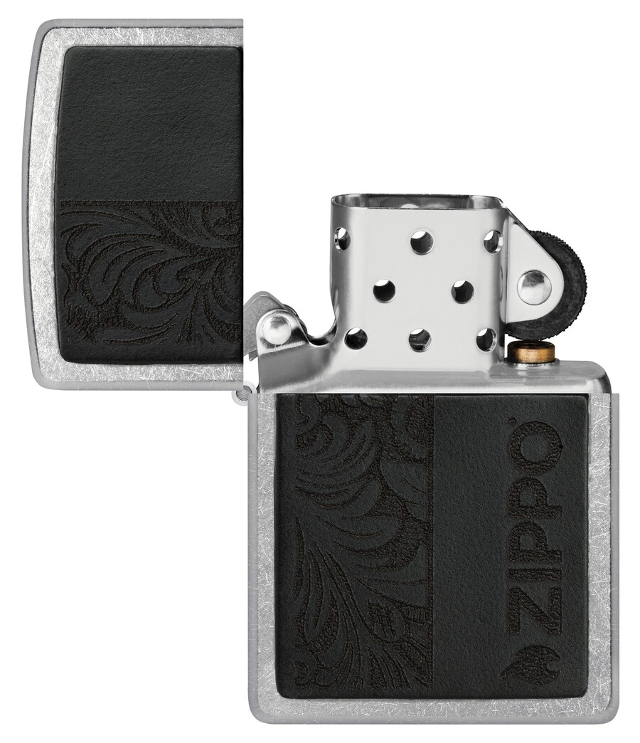 schwarzes lederemblem – zippo-design