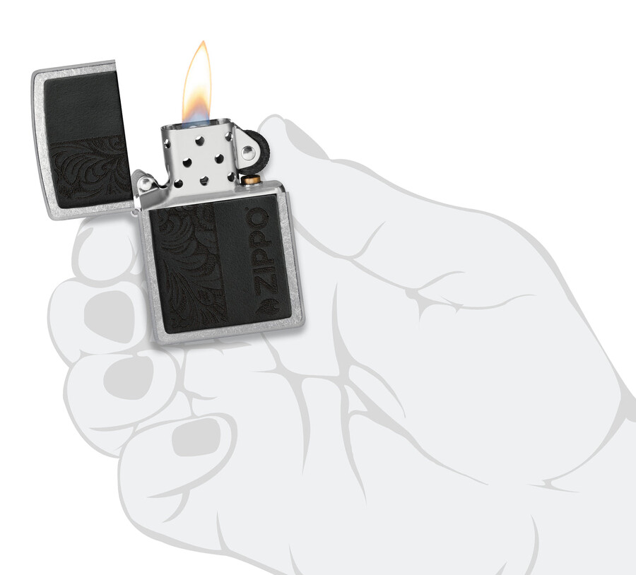 schwarzes lederemblem – zippo-design