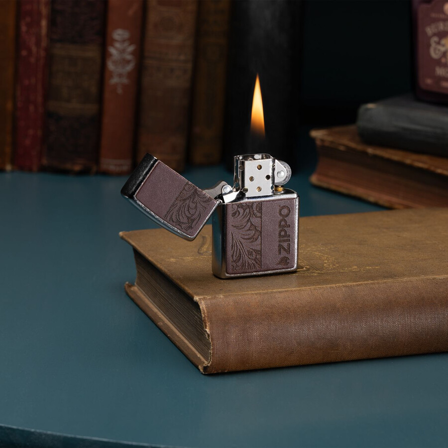 braunes lederemblem – zippo-design