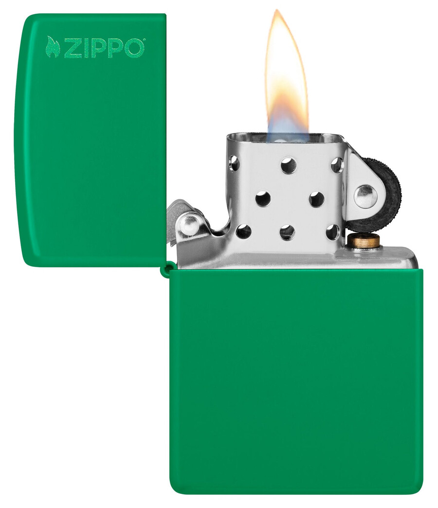 klassisches grasgrünes mattes zippo-logo