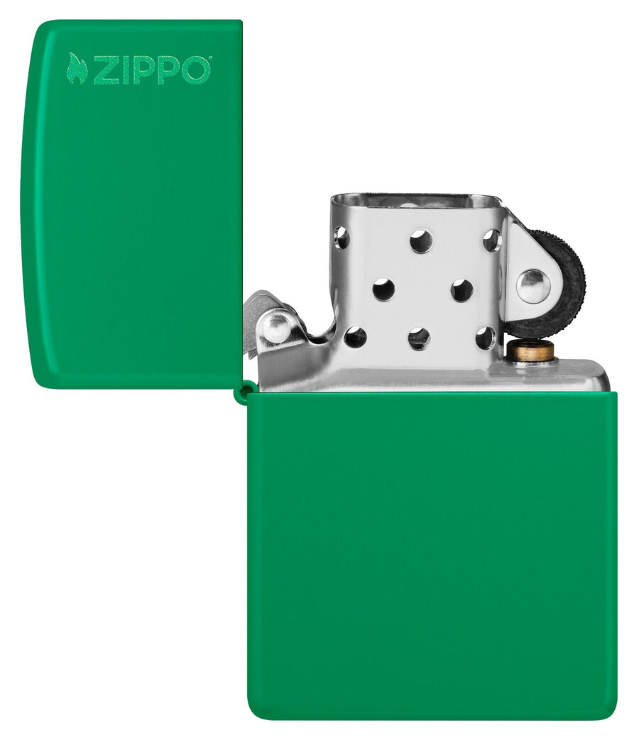 klassisches grasgrünes mattes zippo-logo