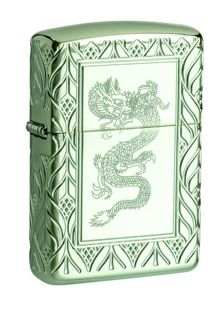 armor hochglanzpolierter grüner eleganter drache