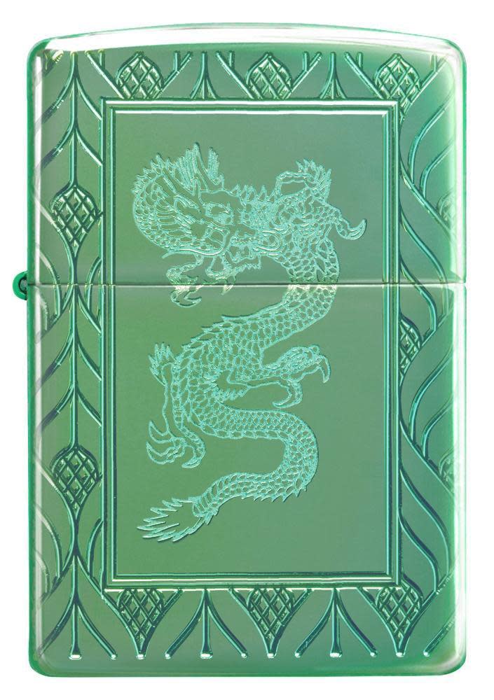 armor hochglanzpolierter grüner eleganter drache