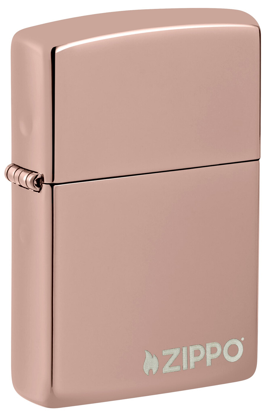 klassisches hochglanzpoliertes zippo-logo in roségold