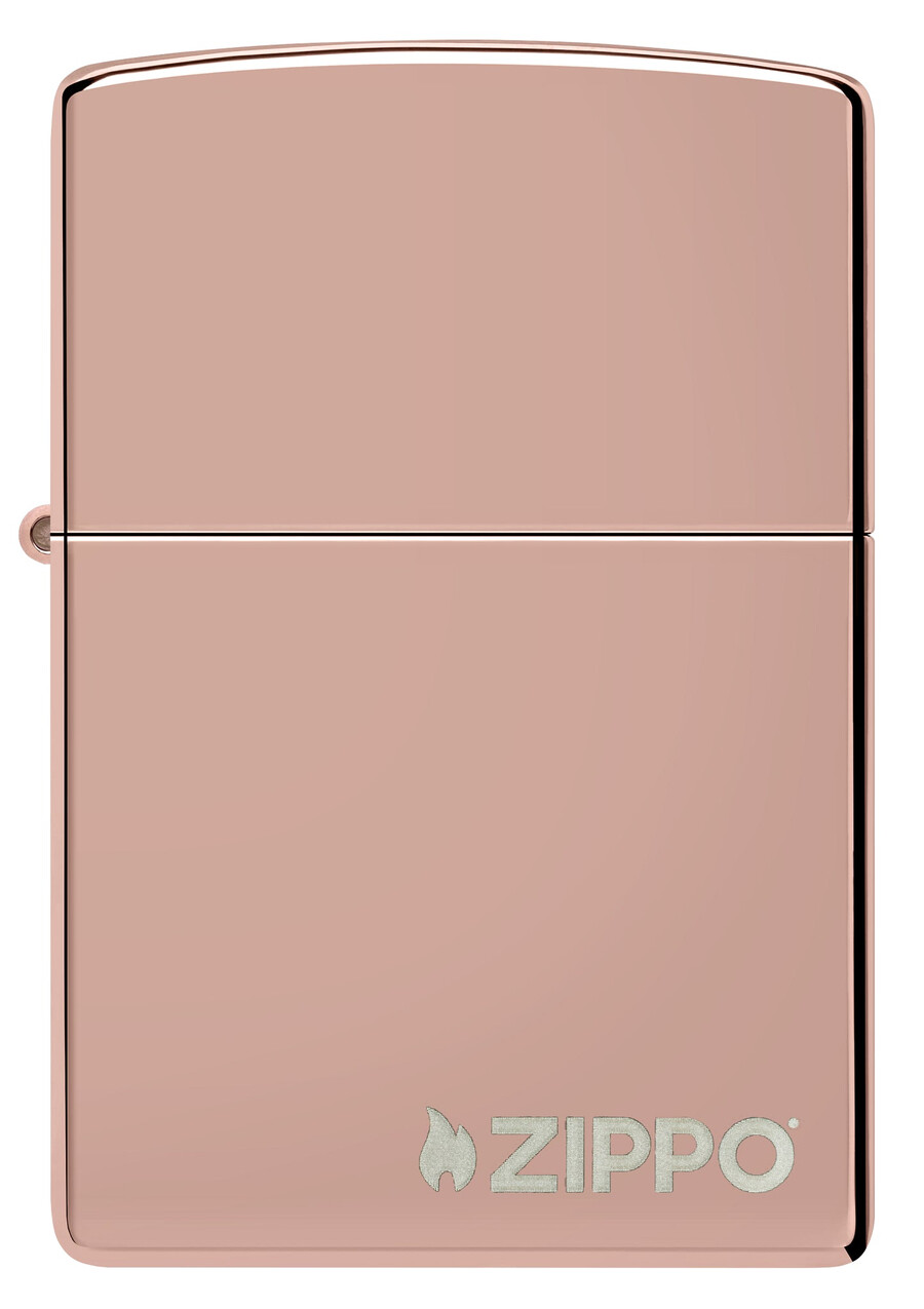 klassisches hochglanzpoliertes zippo-logo in roségold