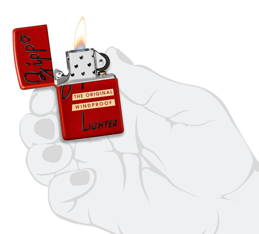 zippo-design mit rotem kartondeckel