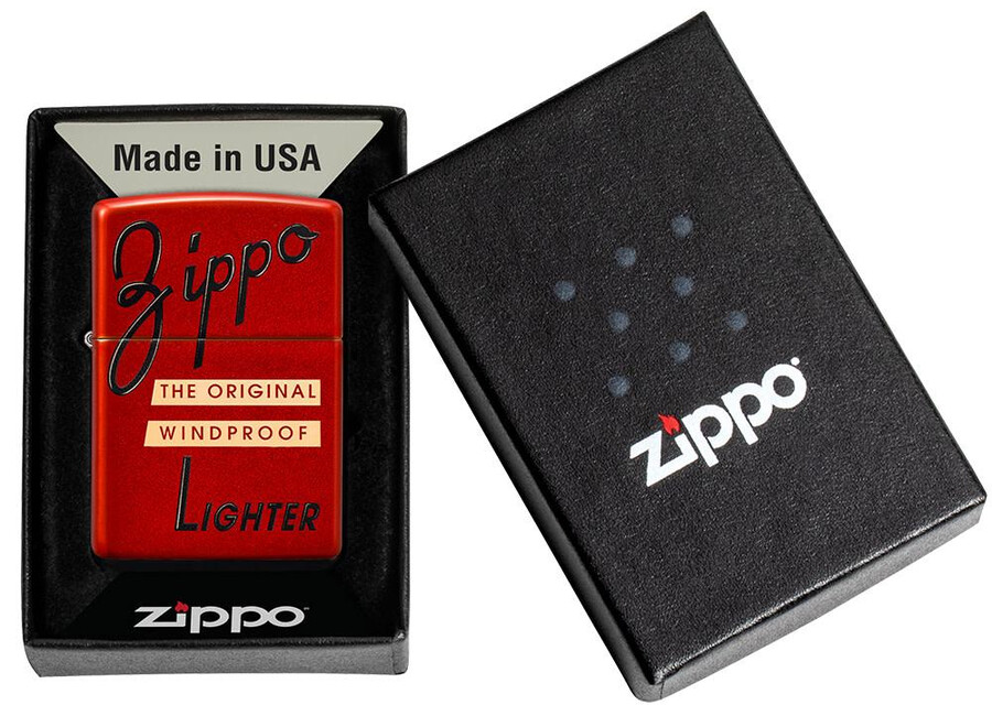 zippo-design mit rotem kartondeckel